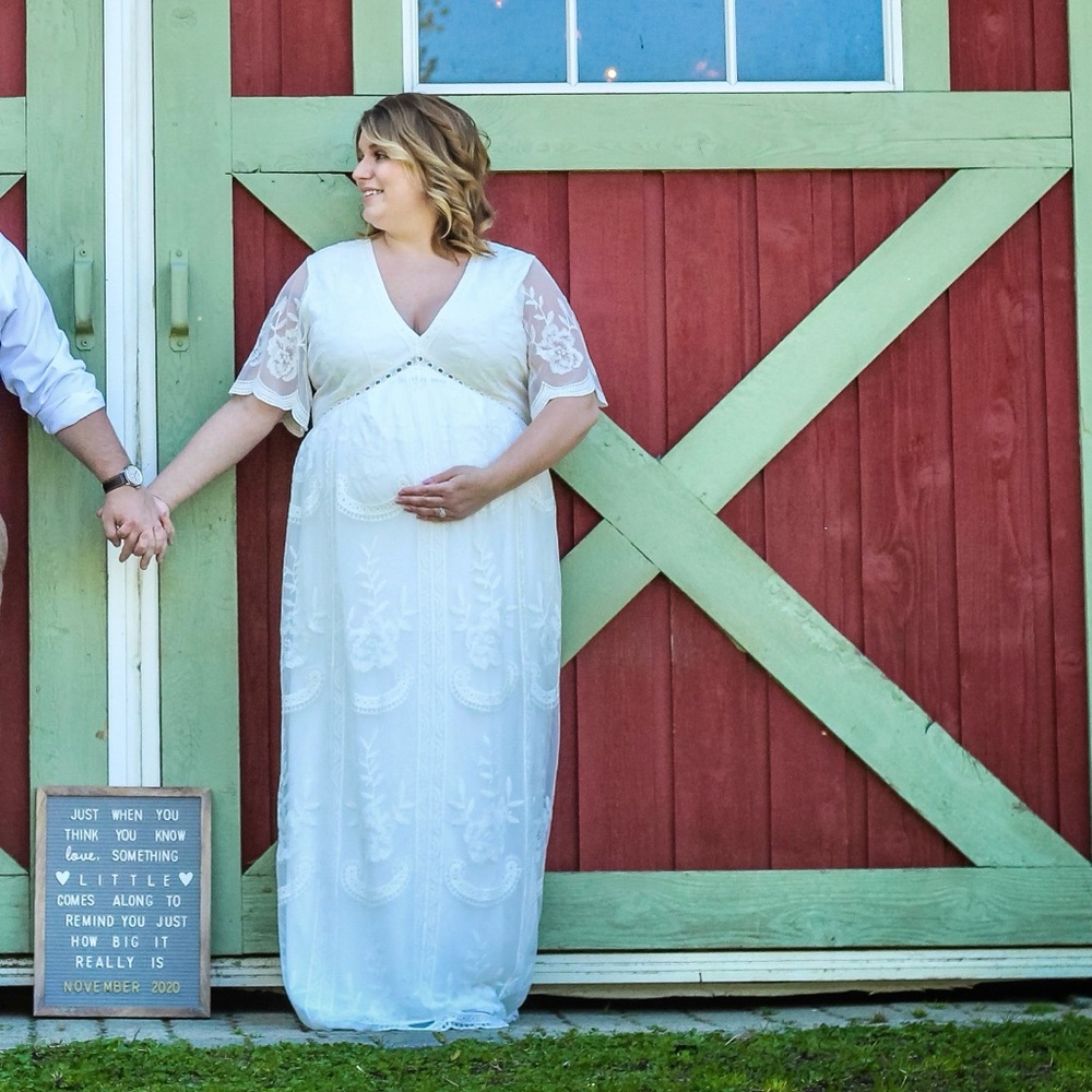 Ivory lace maxi dress
